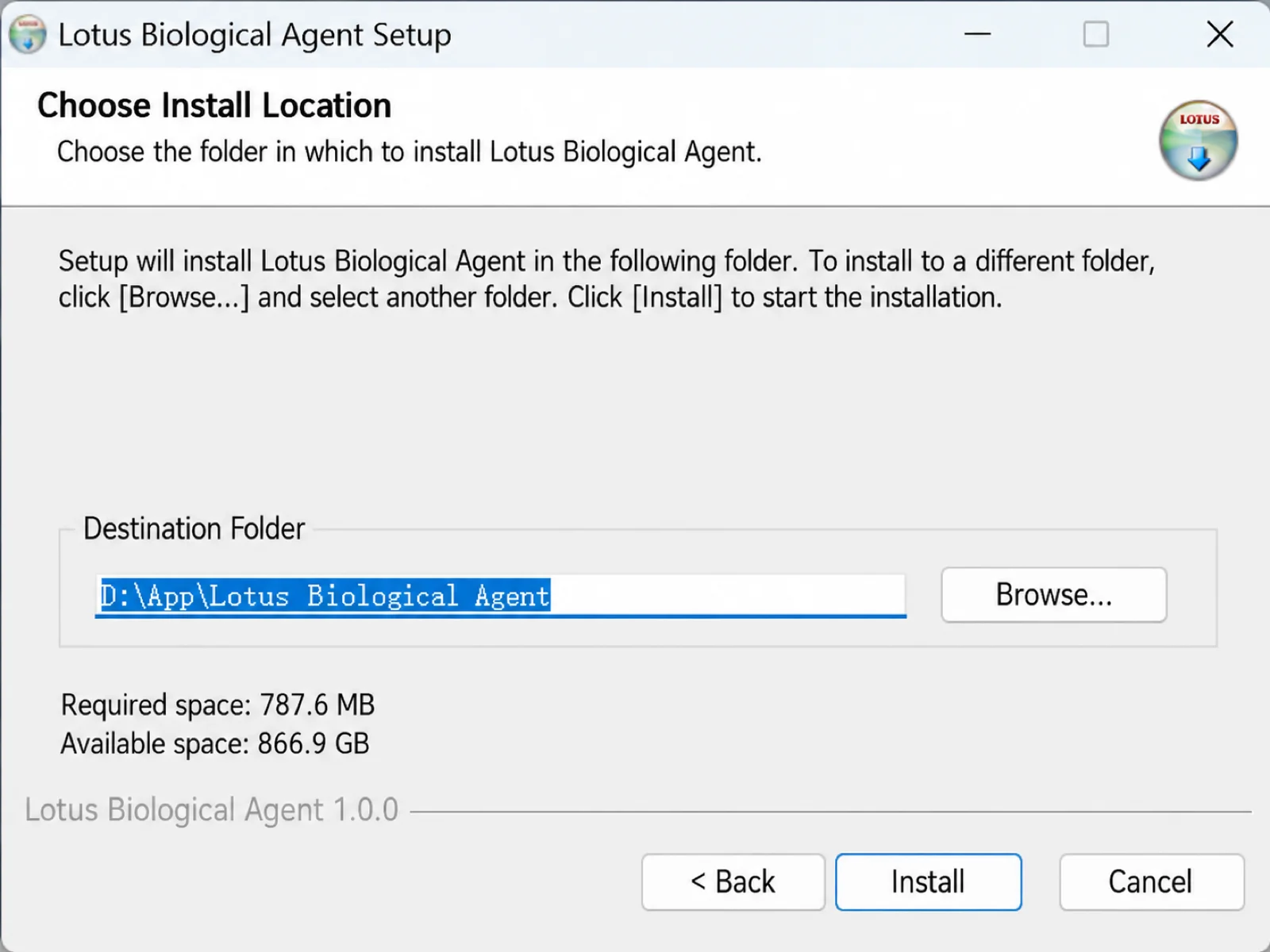 Windows installer with installation path selection